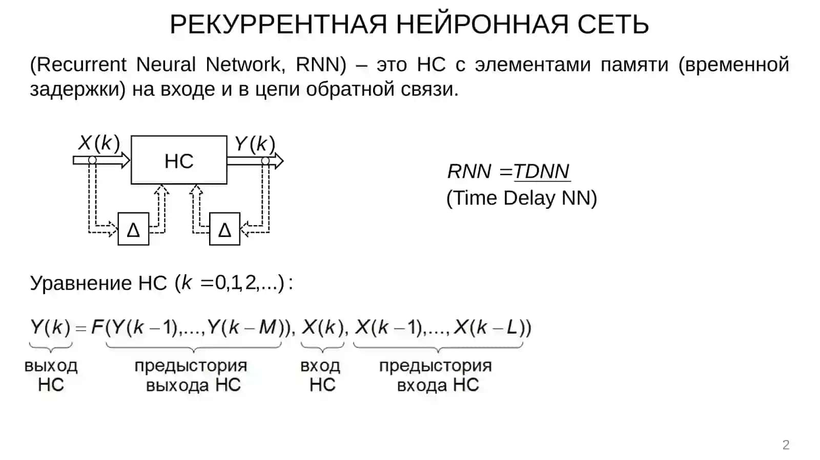 РЕКУРРЕНТНАЯ НЕЙРОННАЯ СЕТЬ (Recurrent Neural Network) 2