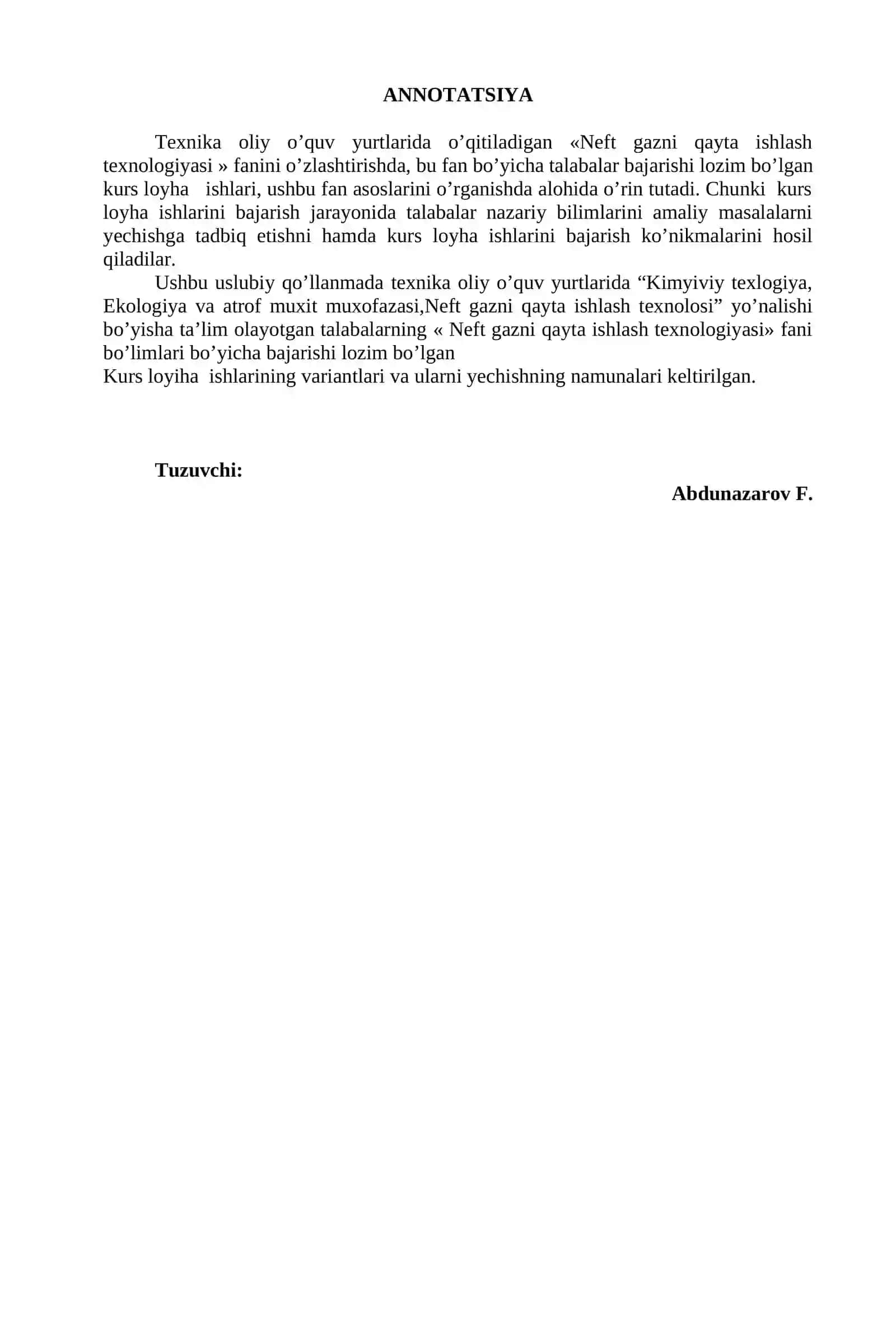Kurs loyha ishlari bajarish uslubi 2