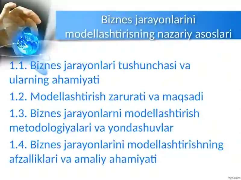 Biznes jarayonlarini modellashtirish va prognorzash 2