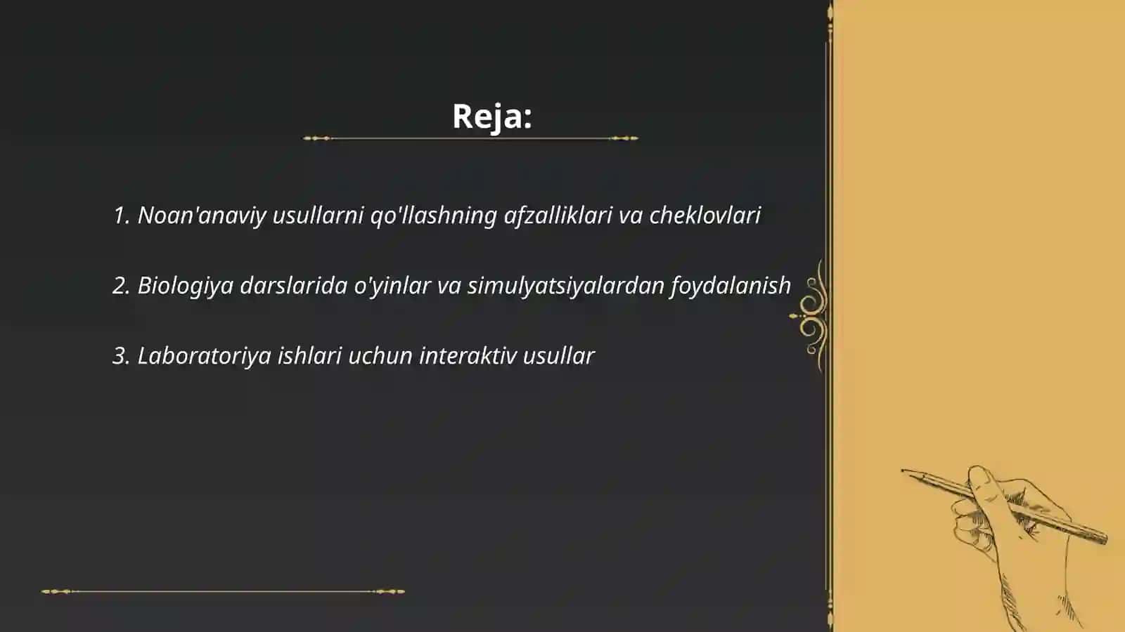 Biologiya darslarida noan'aviy usullarni qo'llash metodologiyasi 2