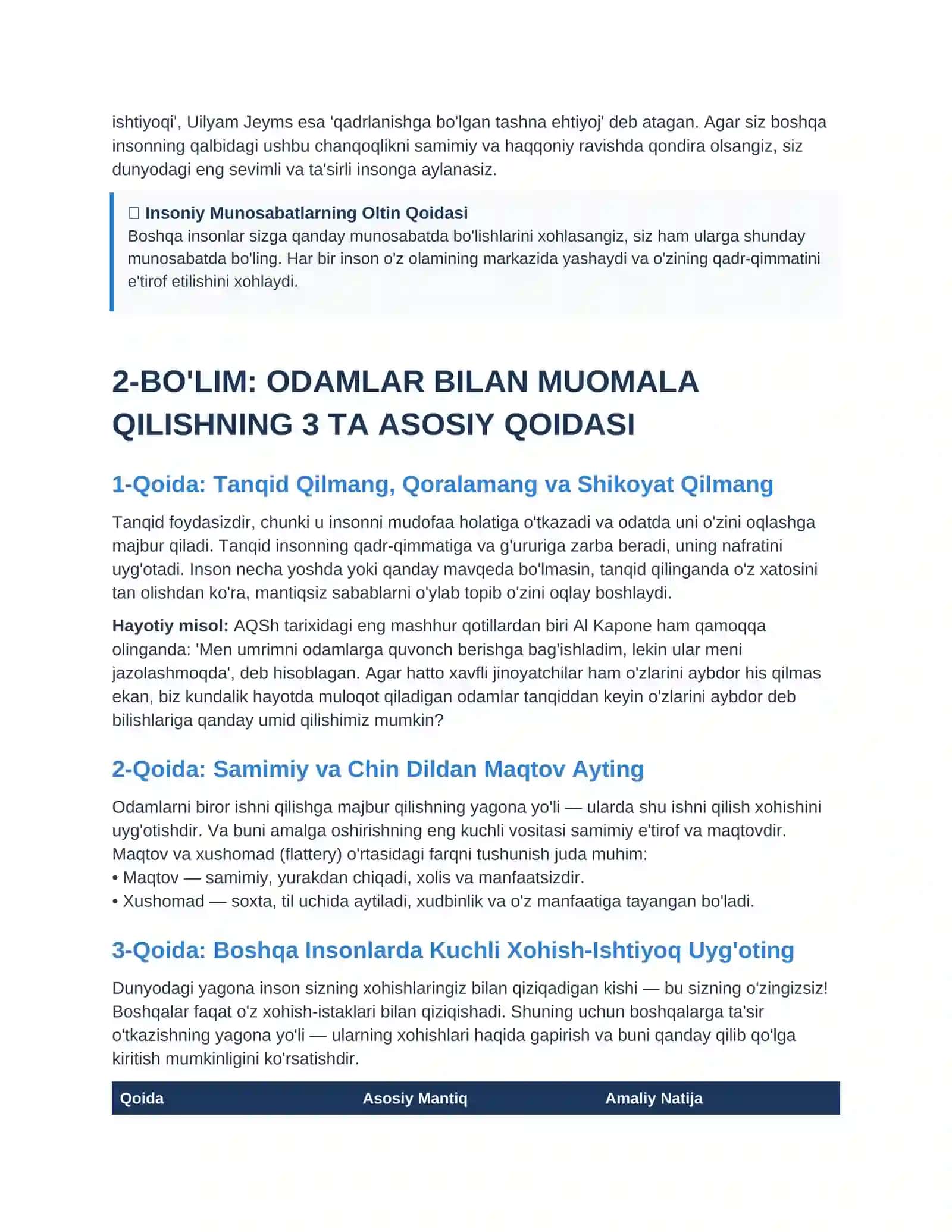 Deyl Karnegining kitobi asosida Do'st ortirish va odamlarga ta'sir qilish bo'yicha kichik qo'llanma 2