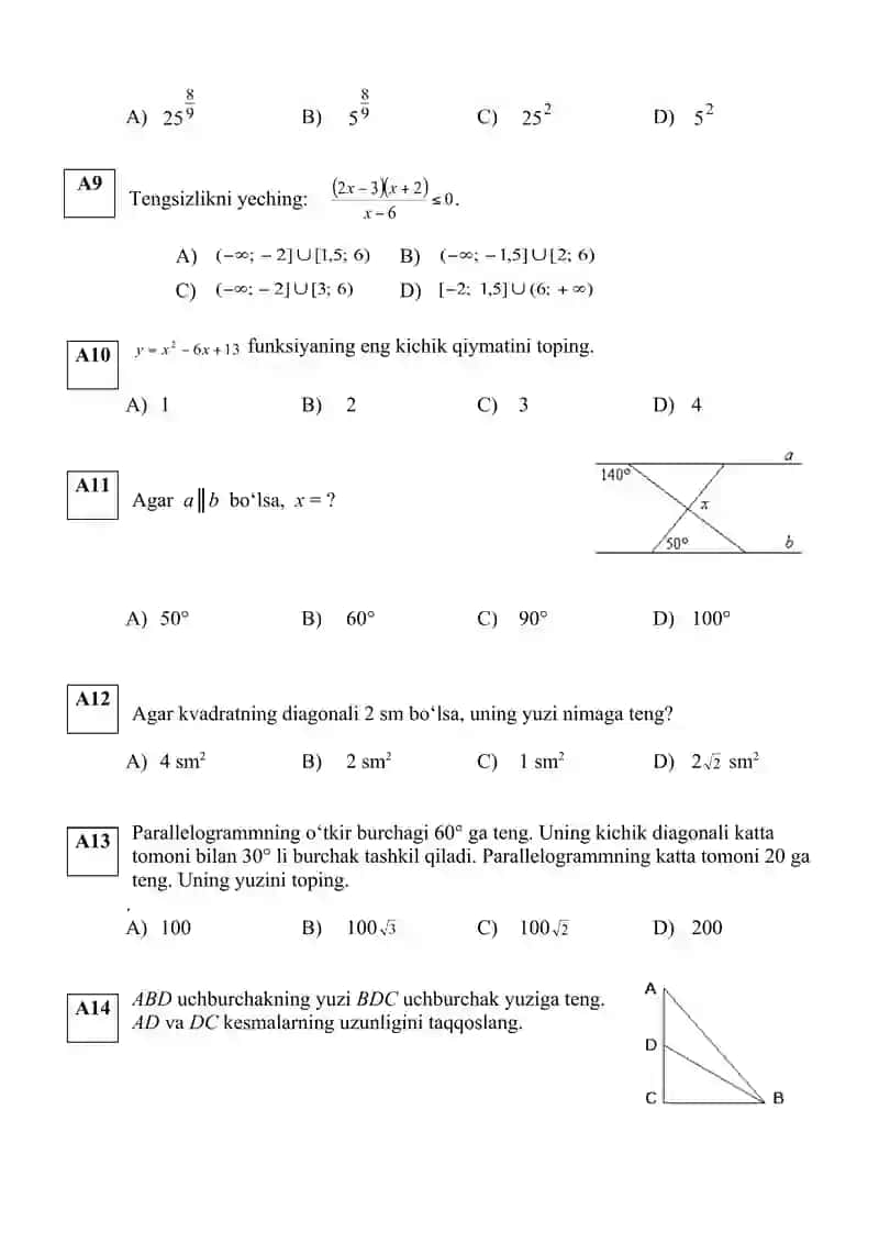 Matematikadan Olimpiada savollari 2
