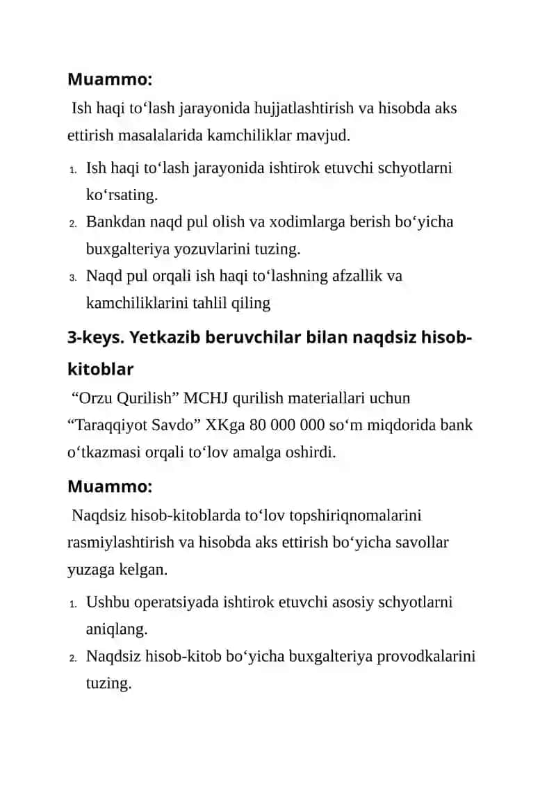 Pul mablag'lari va hisob kitoblar hisobi 2