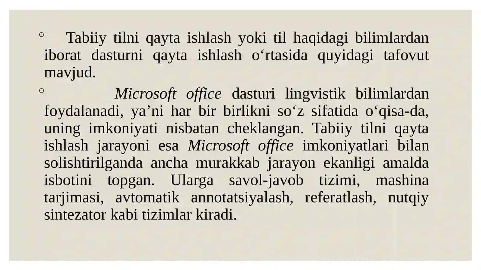 Kompyuter lingvistikasining asosiy yo'nalishlari 2