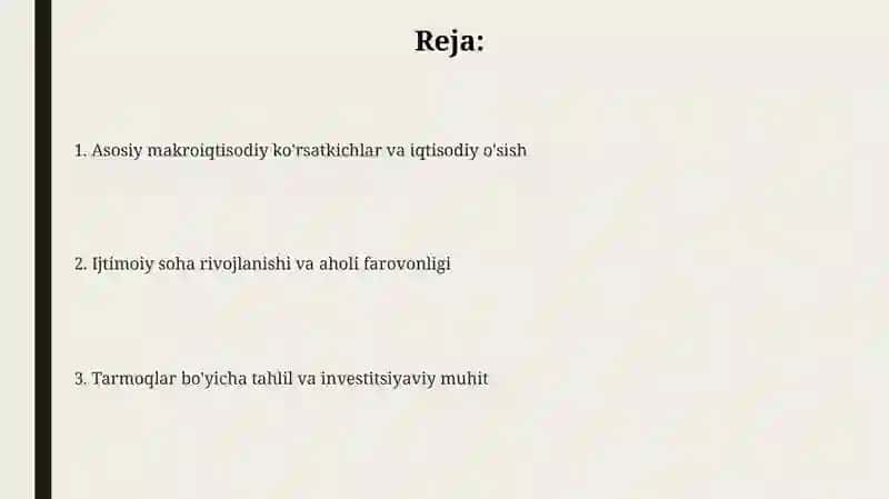 O'zbekistonning yillik ko'rsatkichlari 2