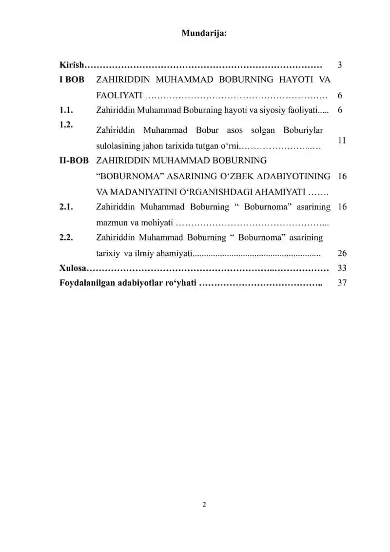 Zahiriddin Muhammad Bobur asos solgan Boburiylar sulolasining jahon tarixida tutgan o‘rni 2