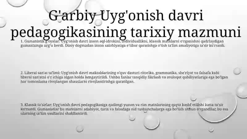 GʻArb UygʻOnish Davri Pedagogikasi Namoyondalarining Didaktik GʻOyalari 2