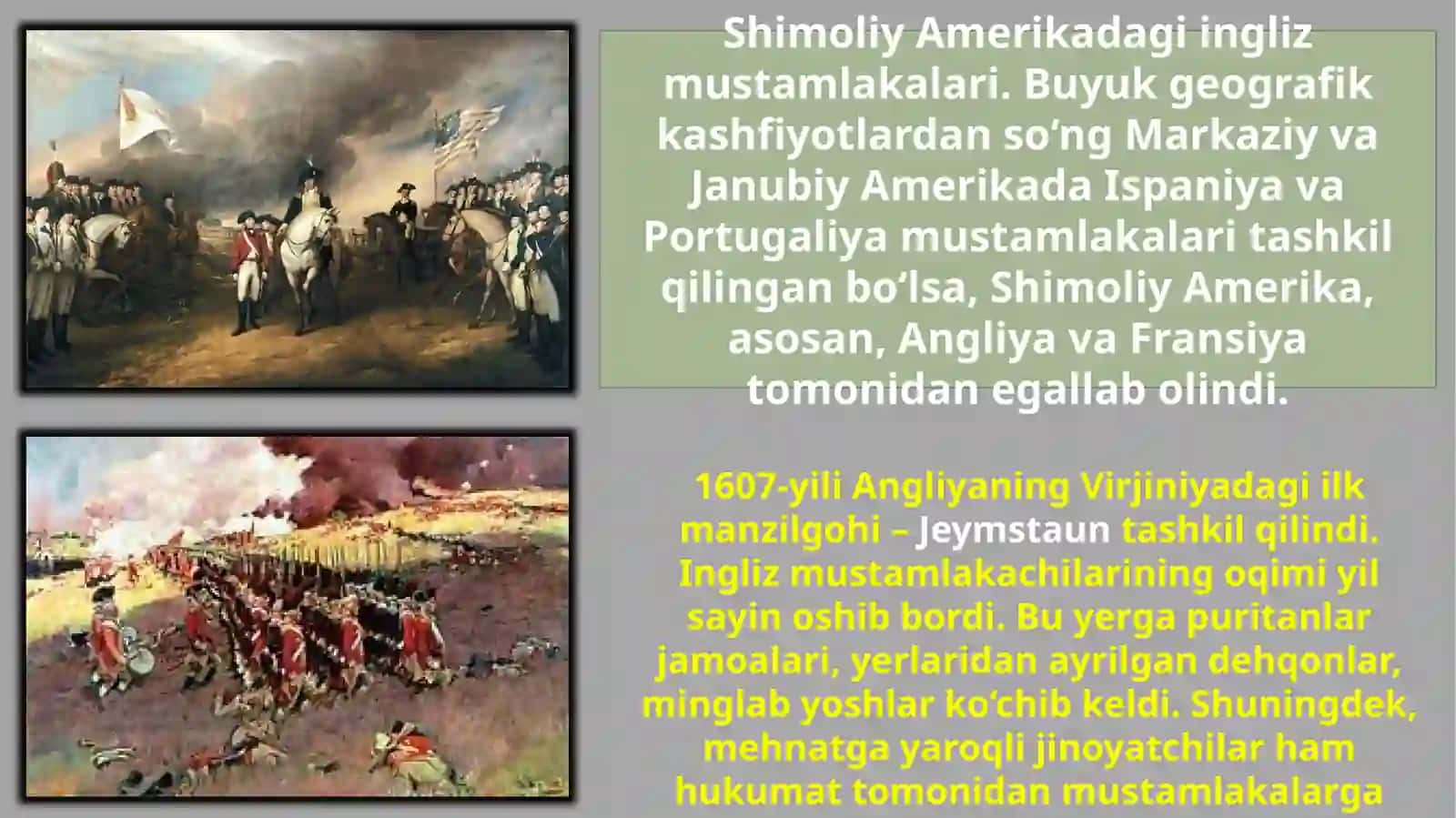 XVIII ASRDA SHIMOLIY AMERIKA. AMERIKA QO‘SHMASHTATLARINING TASHKIL TOPISHI 2