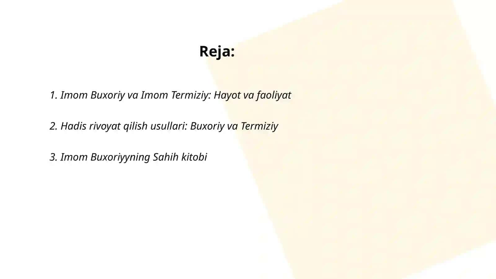Imom Buxoriy va Imom Termiziyning hadis ilmiga qoshgan hissalarini qiyosiy tahlili 2