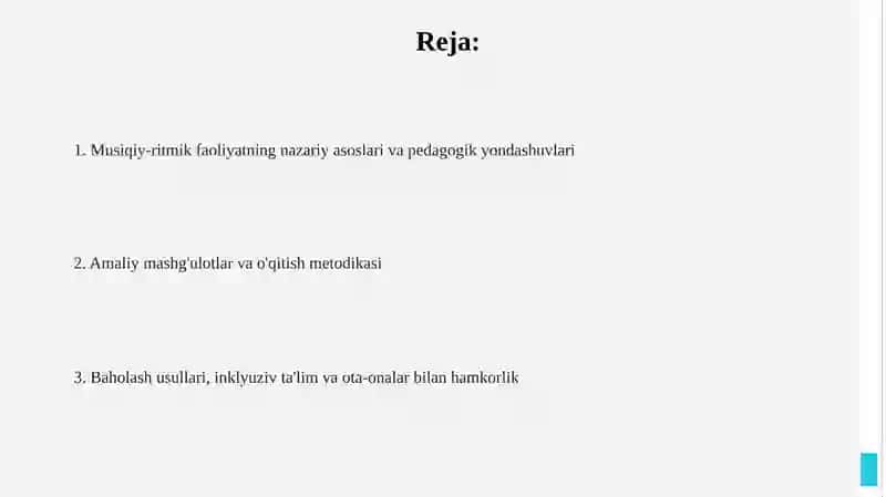 Musiqiy - Ritmik Faoliyatlarini Shakllantirish Uslubi 2
