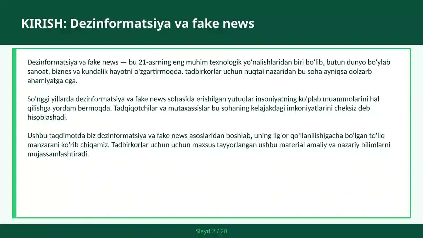 Haqiqatni aniqlash texnologiyasi 2