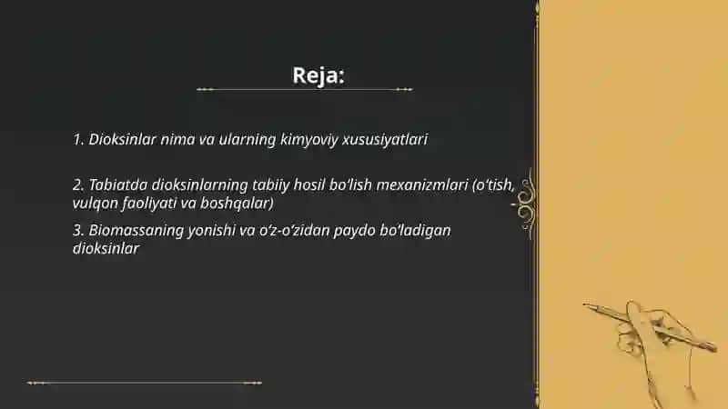 Tabiatda dioksinlarning hosil boʻlishi va ularni inson sogʻligʻiga taʼsiri 2
