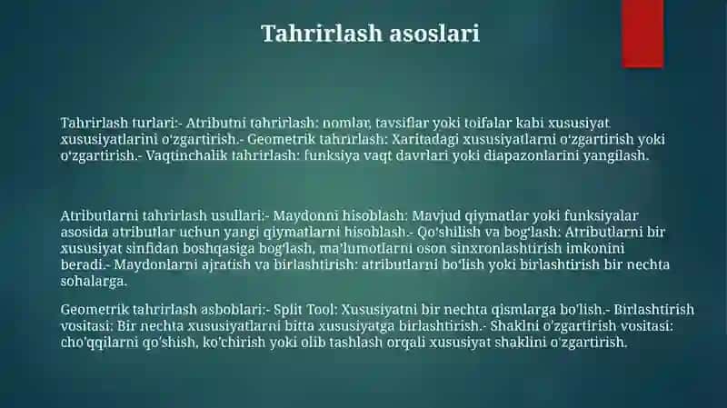 Arc Gis Dasturida Tahrirlash 2