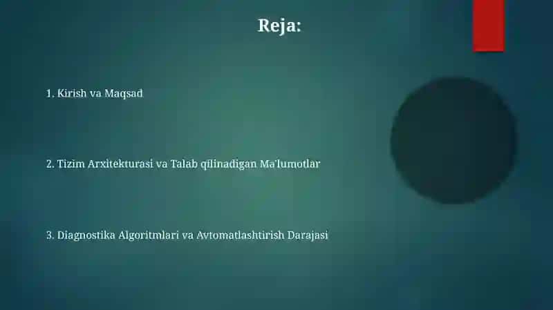 Oddiy avtomatlashtirilgan texnik diagnostikasiga qoyiladigan talablar 2