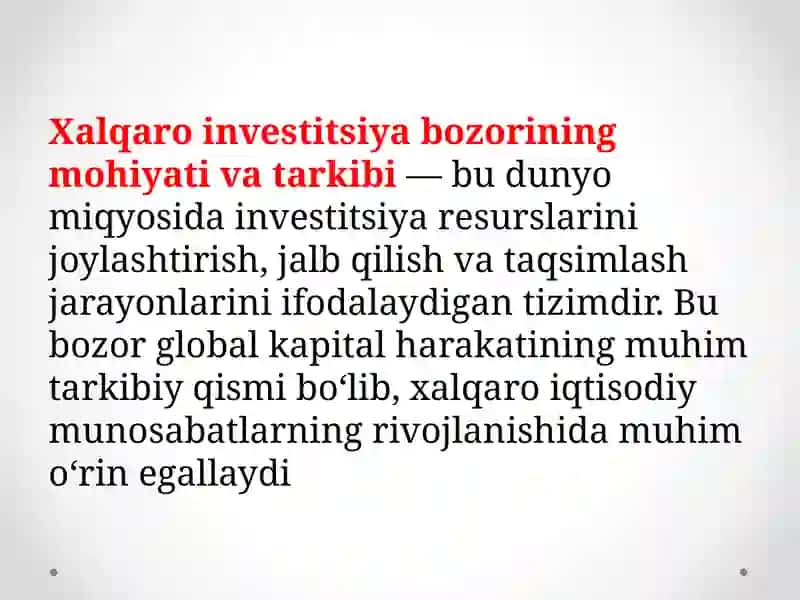 6-mavzu.Xalqaro investitsiya bozori 2