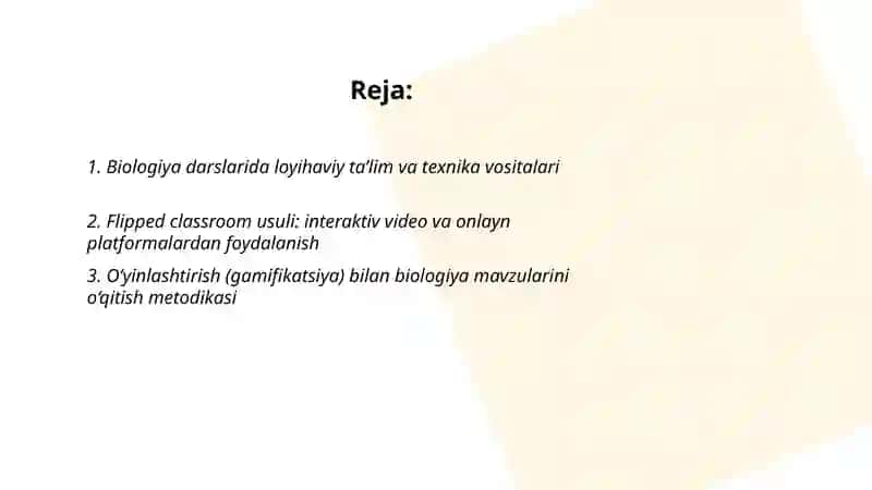 Biologiya darslarida noan’anaviy usularni qo‘llash metodologiyasi. Texnik vositalardan foydalanish 2