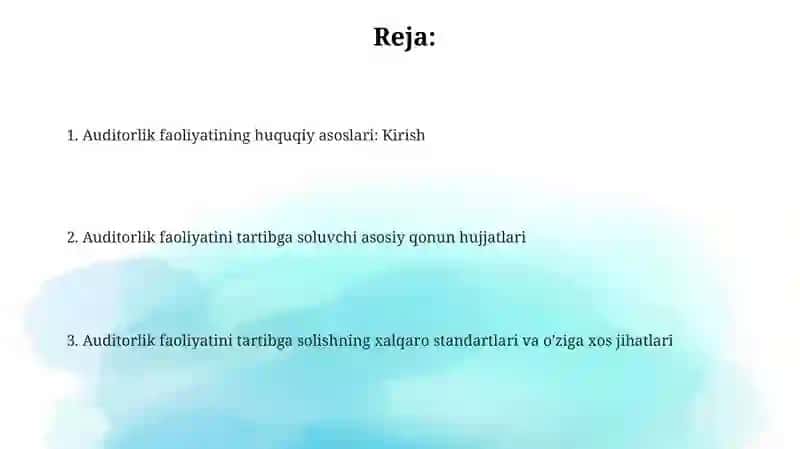 Auditorlik faoliyatining huquqiy asoslari 2