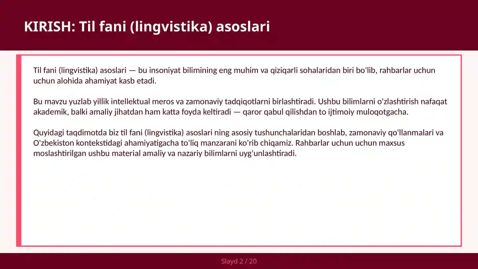 TIL FANI (LINGVISTIKA) ASOSLARI 2