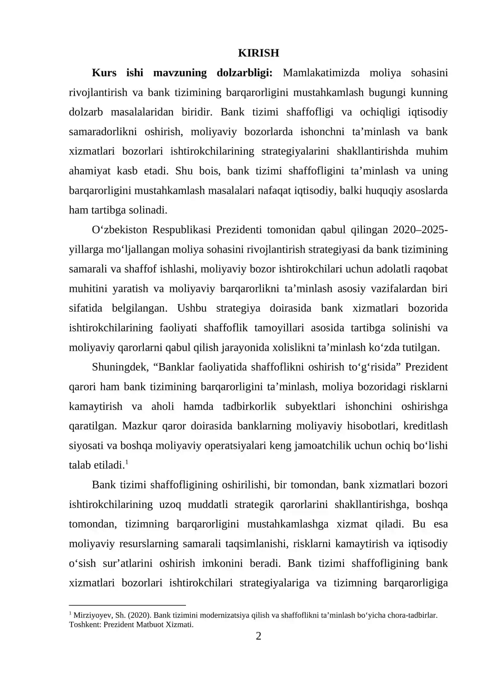 BANK  TIZIMI  SHAFFOFLIGINING  BANK  XIZMATLARI   BOZORLARI  ISHTIROKCHILARI STRATEGIYALARIGA VA BANK TIZIMINING BARQARORLIGIGA TA’SIRI 2