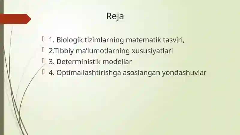 Tibbiy-biologik masalalarni yechish algoritmlarini matematik modellashtirish 2