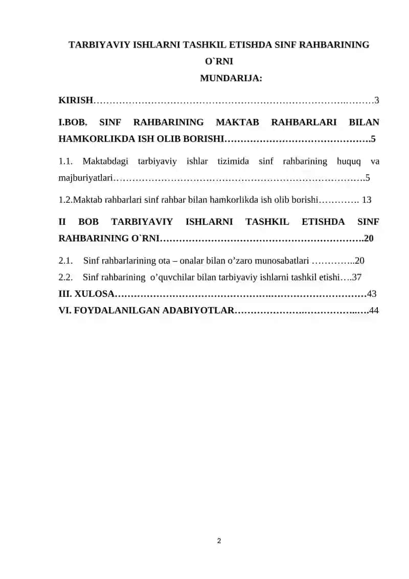 TARBIYAVIY ISHLARNI TASHKIL ETISHDA SINF RAHBARINING O`RNI 2