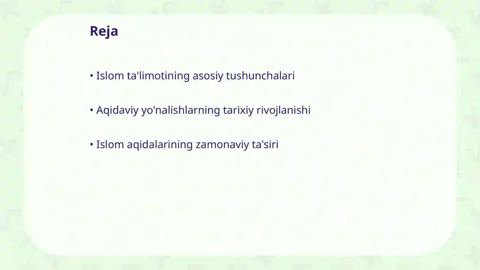 ISLOM TA'LIMOTI VA AQIDAVIY YO'NALISHLARI 2