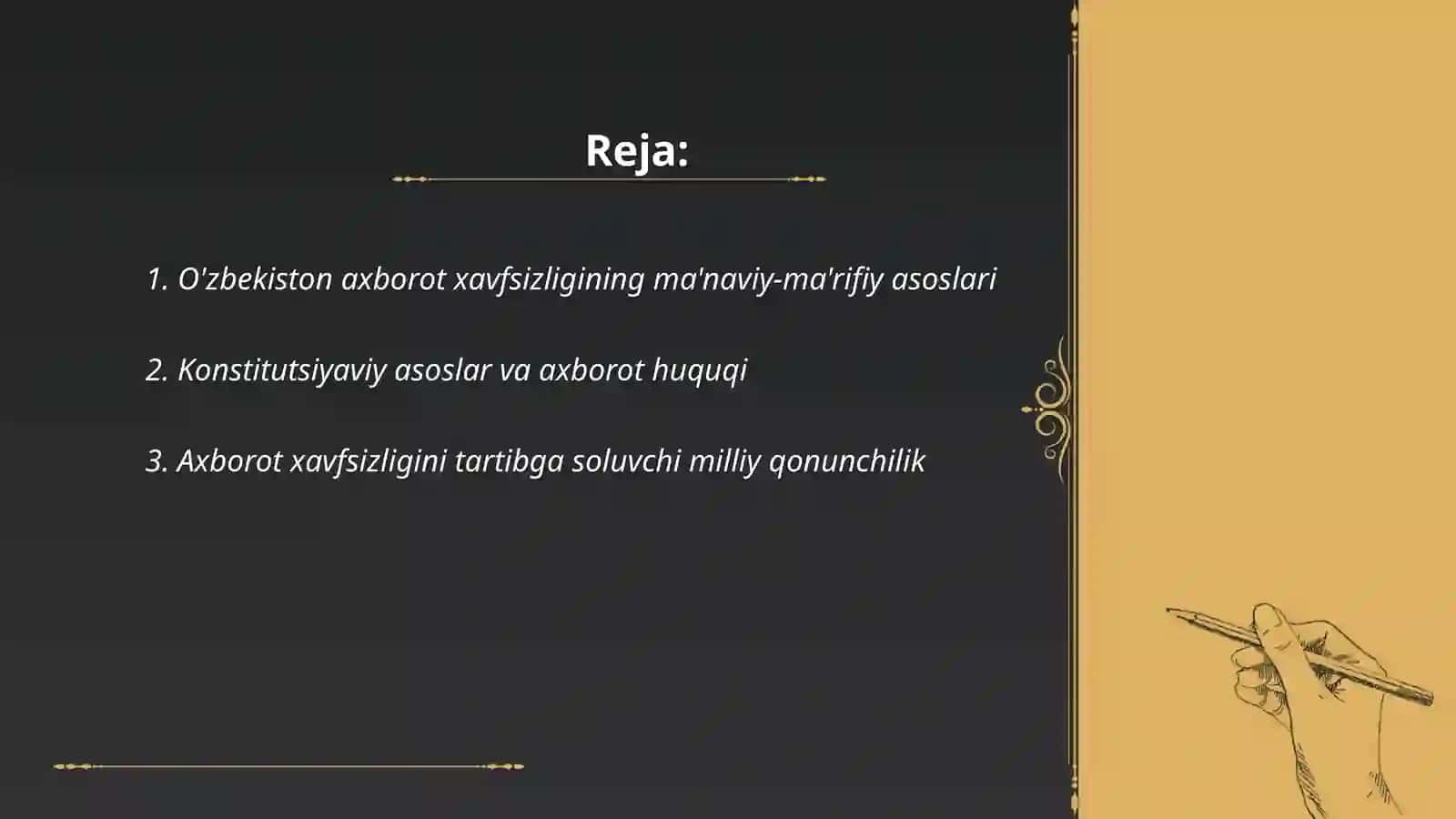 O'zbekiston axborot xavfsizligining ma'naviy va huquqiy asoslari 2