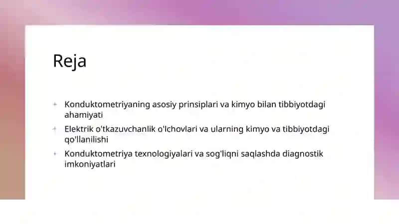 Konduktometriya Kimyo va tibbiyot nuqtayi nazari 2
