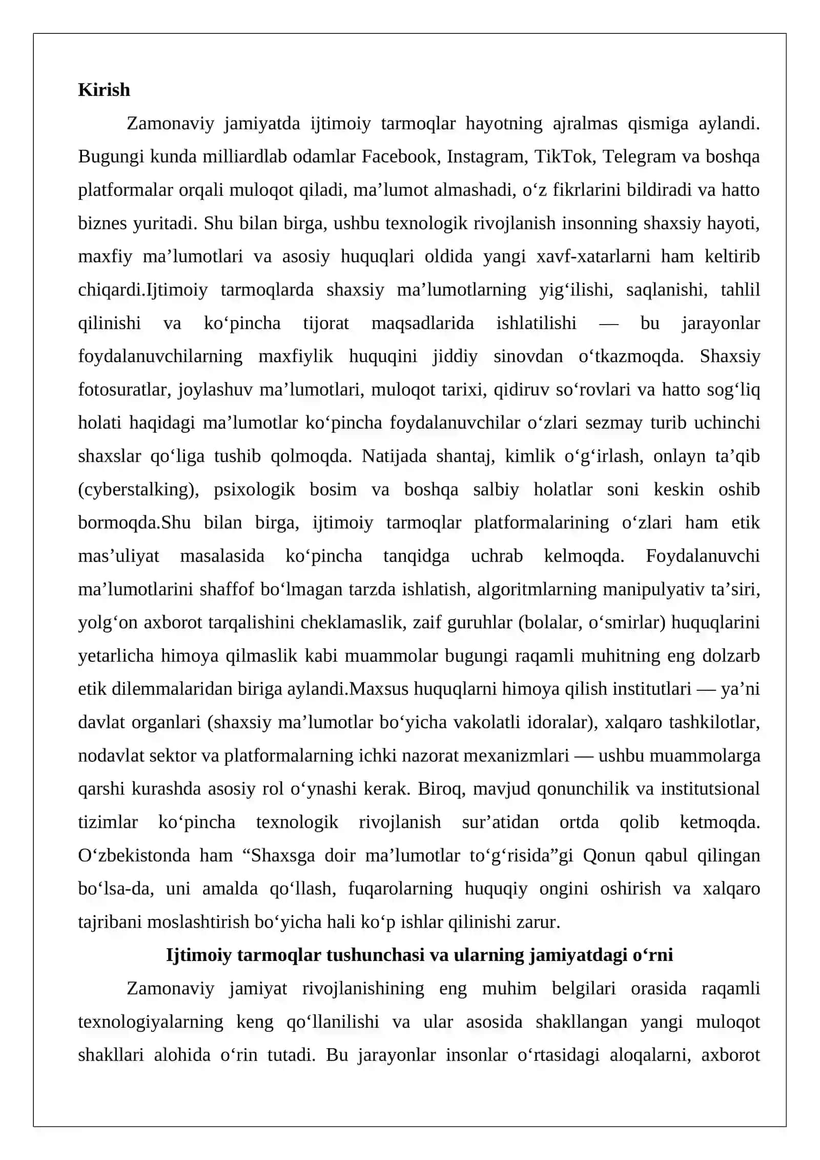 Ijtimoiy tarmoqlar va maxsus huquqlarni himoya qilish institutlari etikasi 2