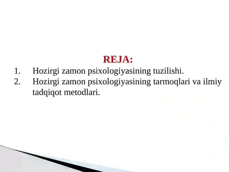 Umumiy psixologiya fanining sohalari 2