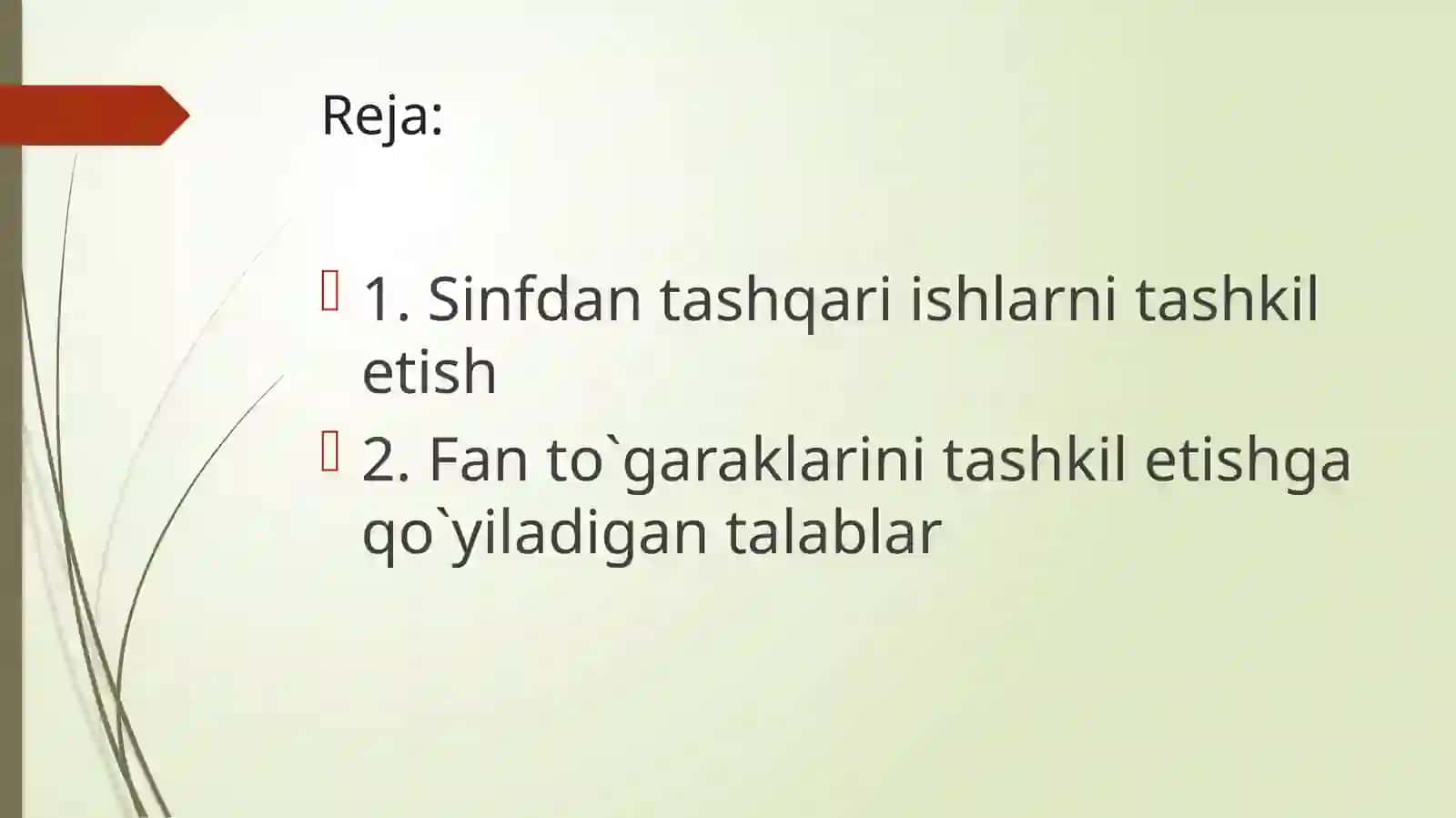 Sinfdan tashqari ishlarni tashkil etish texnologiyalari 2