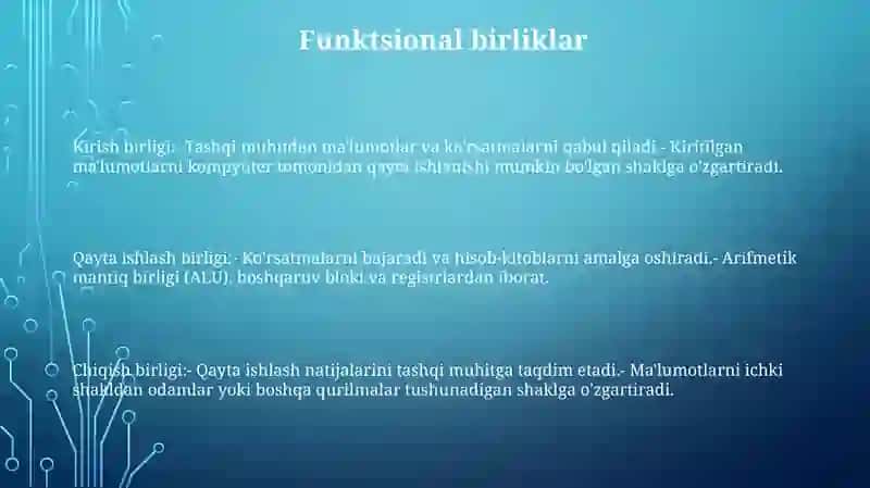 Kompyuter Tizimining Ishlash Blok-Sxemasi 2