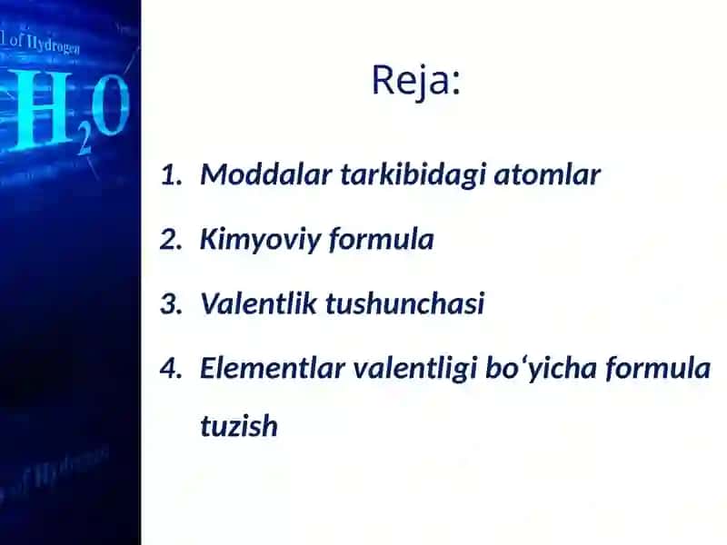 Kimyoviy formula va undan kelib chiqadigan xulosalar 2