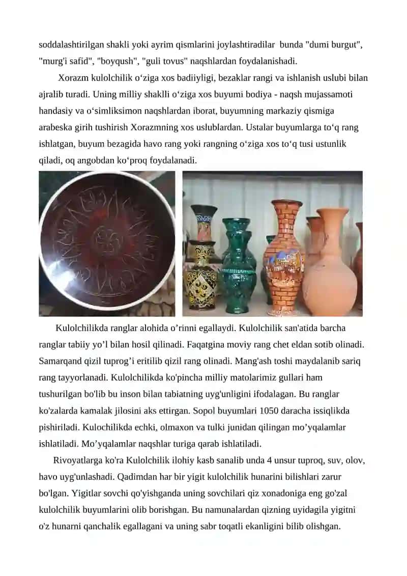Kulolchilik – xalq amaliy san’ati. 2