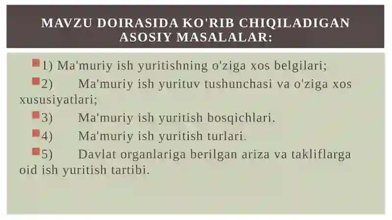 Ma'muriy ish yuritish 2