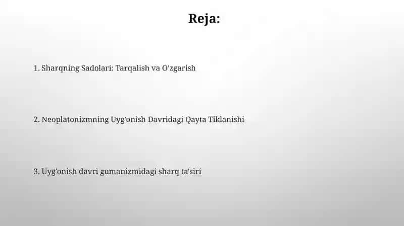 Ilk oʻrta asr Sharq falsafasi va uygʻonish davri 2