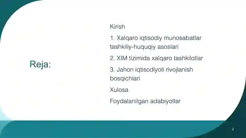 Jahon iqtisodiyotining rivojlanishida XIMning faoliyati va xususiyati 2