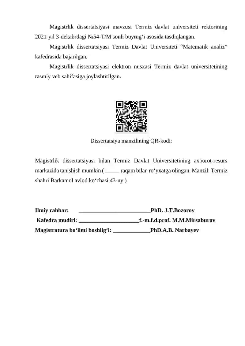 QURBONOVA GO‘ZAL TO‘RA QIZI MAXSUS SOHALARDA SAKRASH HAQIDAGI TEOREMANING BIR UMUMLASHMASI 2