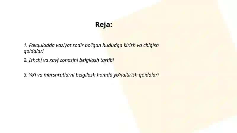 Favqulodda vaziyat sodir bo’lgan hydudda harakatlanish tartibi 2