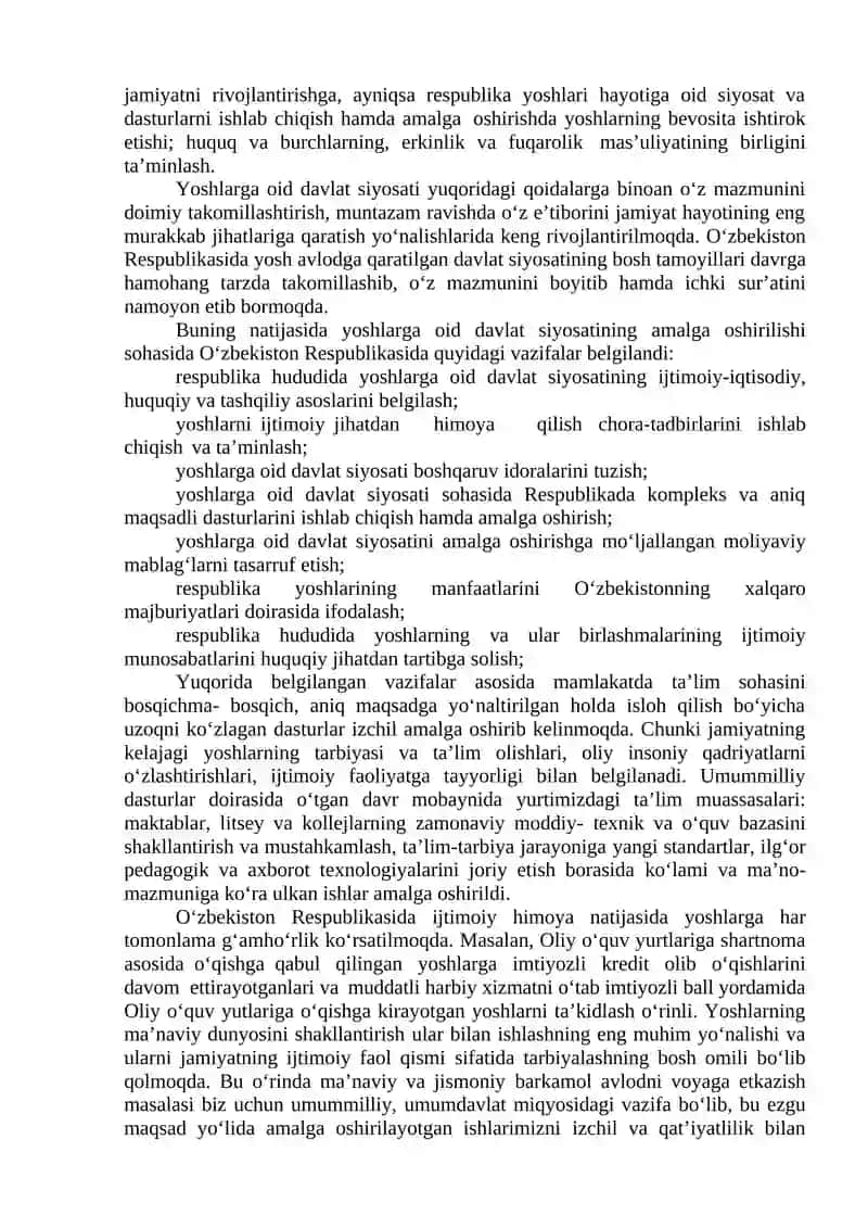 O‘zbekistonda yoshlarga oid davlat siyosati va asosiy mazmuni 2