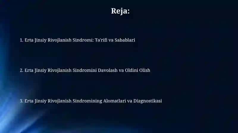 Erta jinsiy rivojlanish sindromi 2