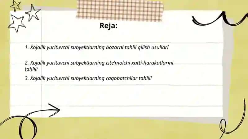 Xojalik yurituvchi subyektlarning bozorni tahlil qilish usullari 2