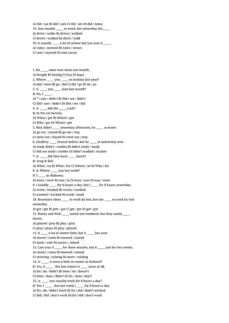 English Verb Tense Exercise 2
