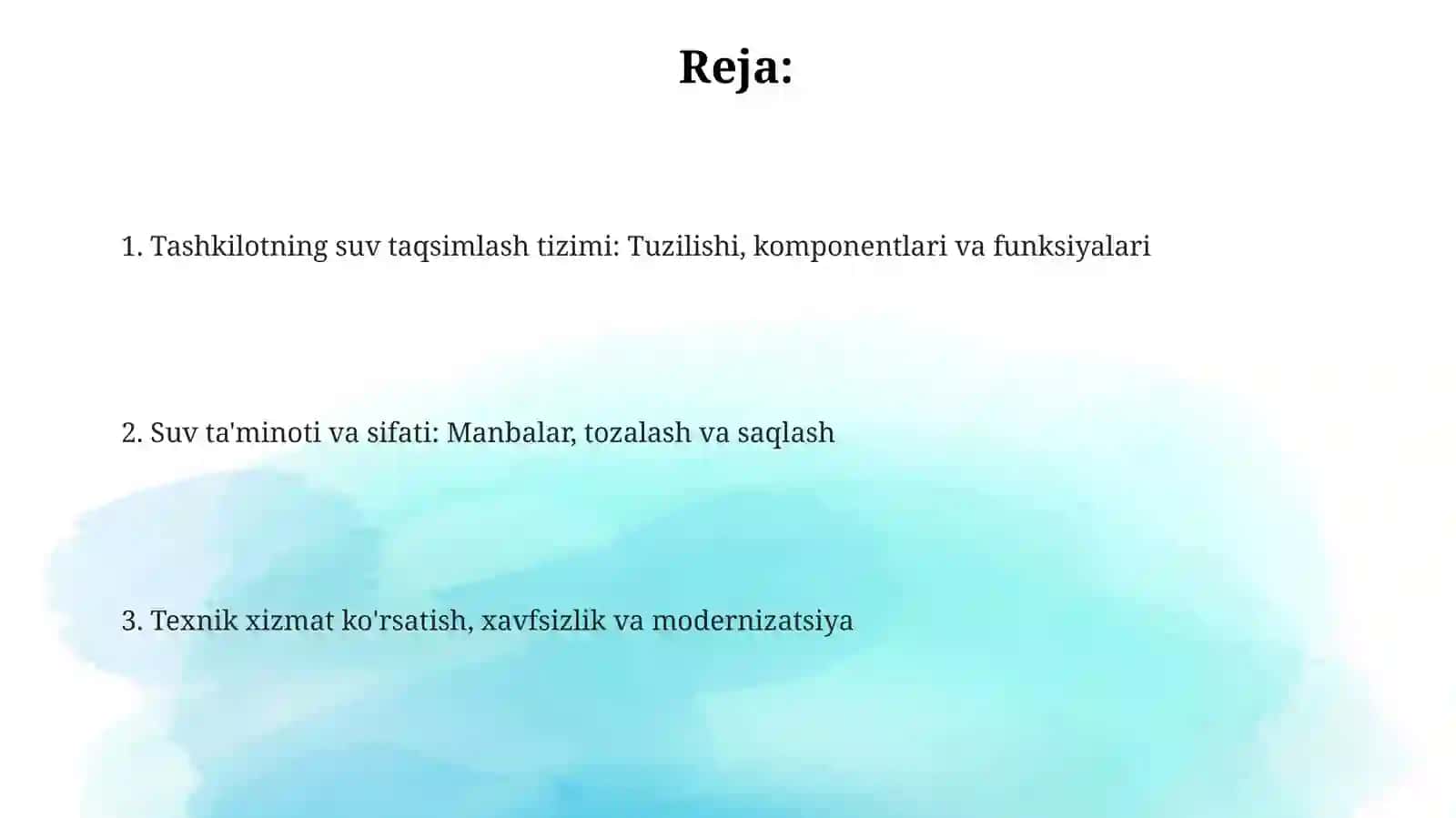Tashkilotning suv taqsimlash tizimi 2