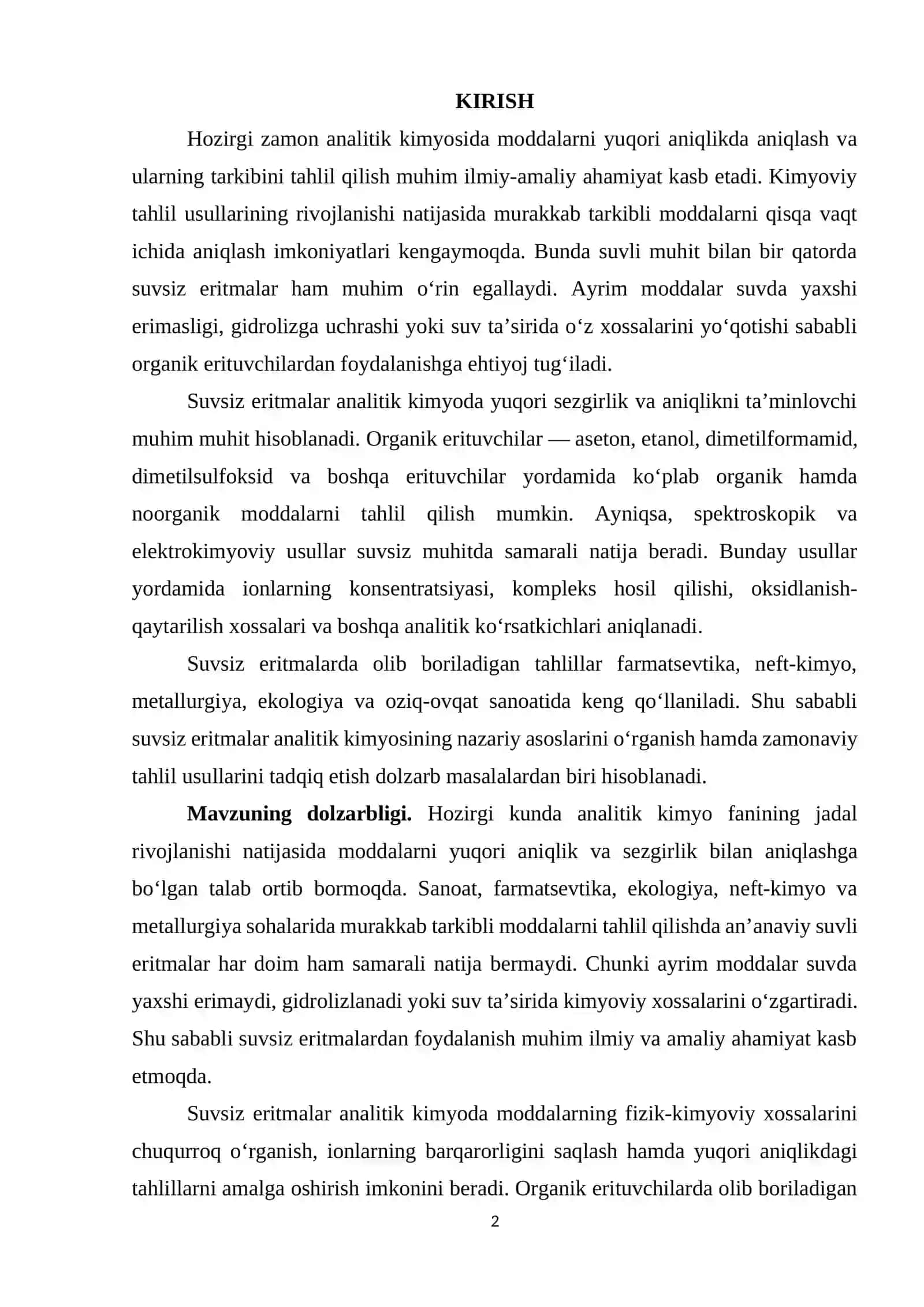 SUVSIZ ERITMALAR ANALITIK KIMYOSINING NAZARIY ASOSLARI 2