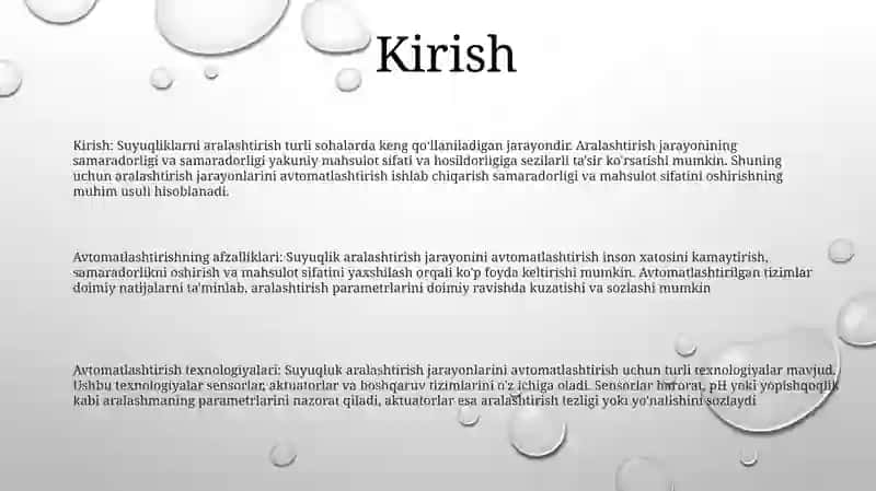 Suyuqliklarni Aralashtish Jarayonini Avtomatlashtirish 2