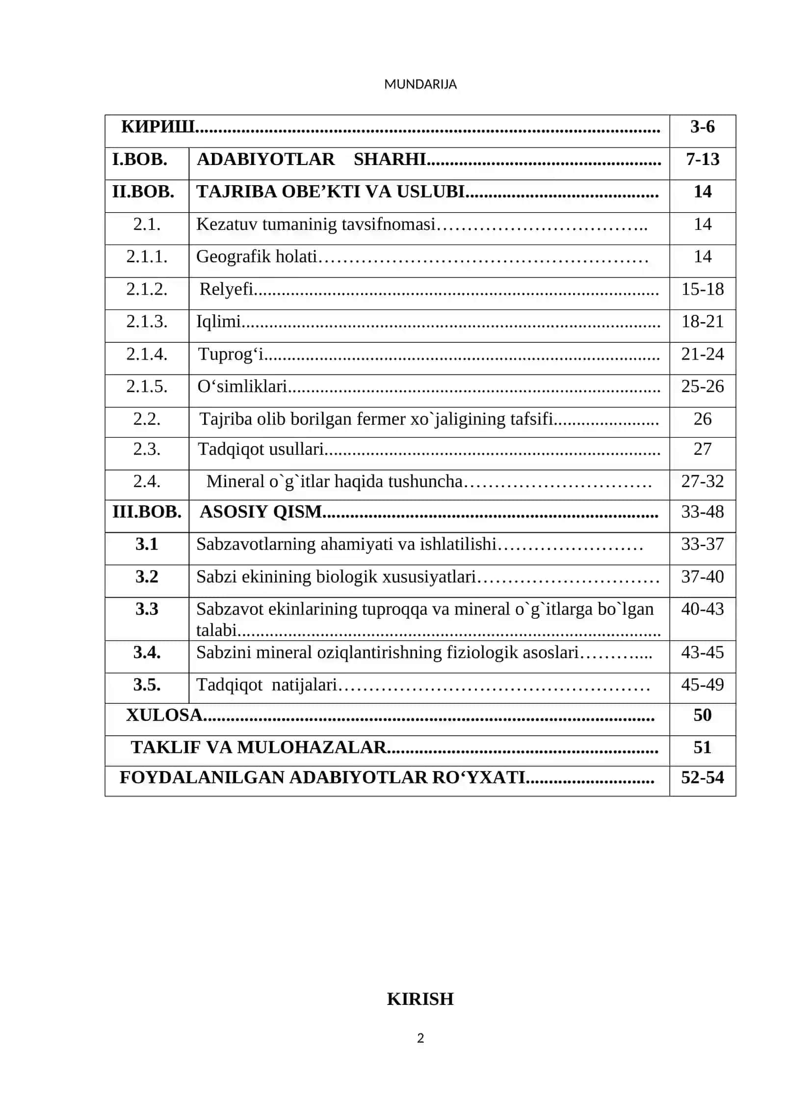 Sabzavotlarga beriladigan mineral о‘g‘itlar samaradorligini о‘rganish 2