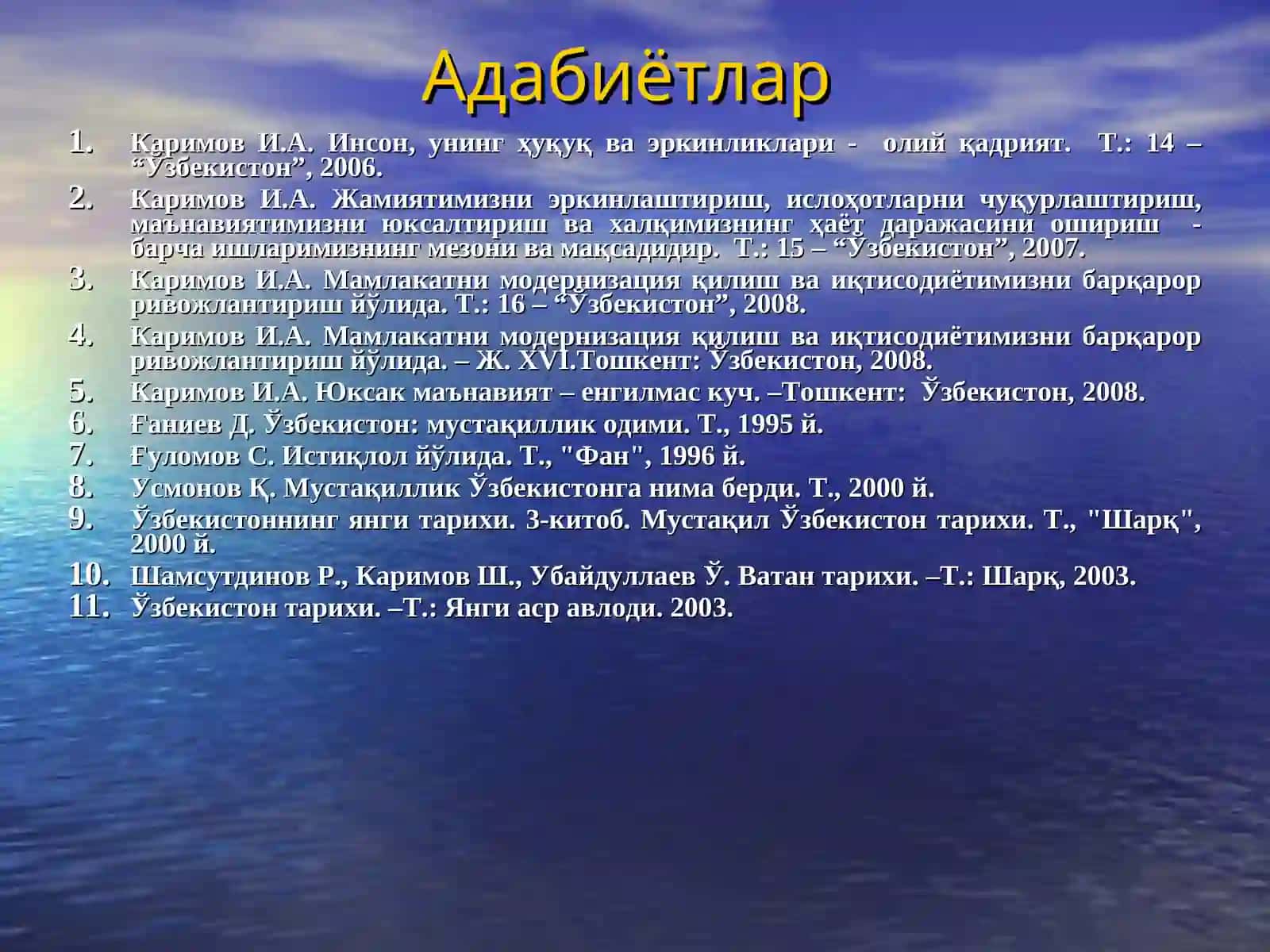 МУСТАҚИЛЛИК ЙИЛЛАРИДА ЎЗБЕКИСТОНИНГ ИҚТИСОДИЙ, МАЪНАВИЙВАМАДАНИЙ ТАРАҚҚИЁТИ 2