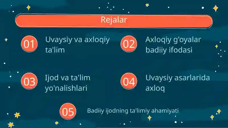 Uvaysiy ijodida axloqiy-ta'limiy mazmunning badiiy ifodasi 2