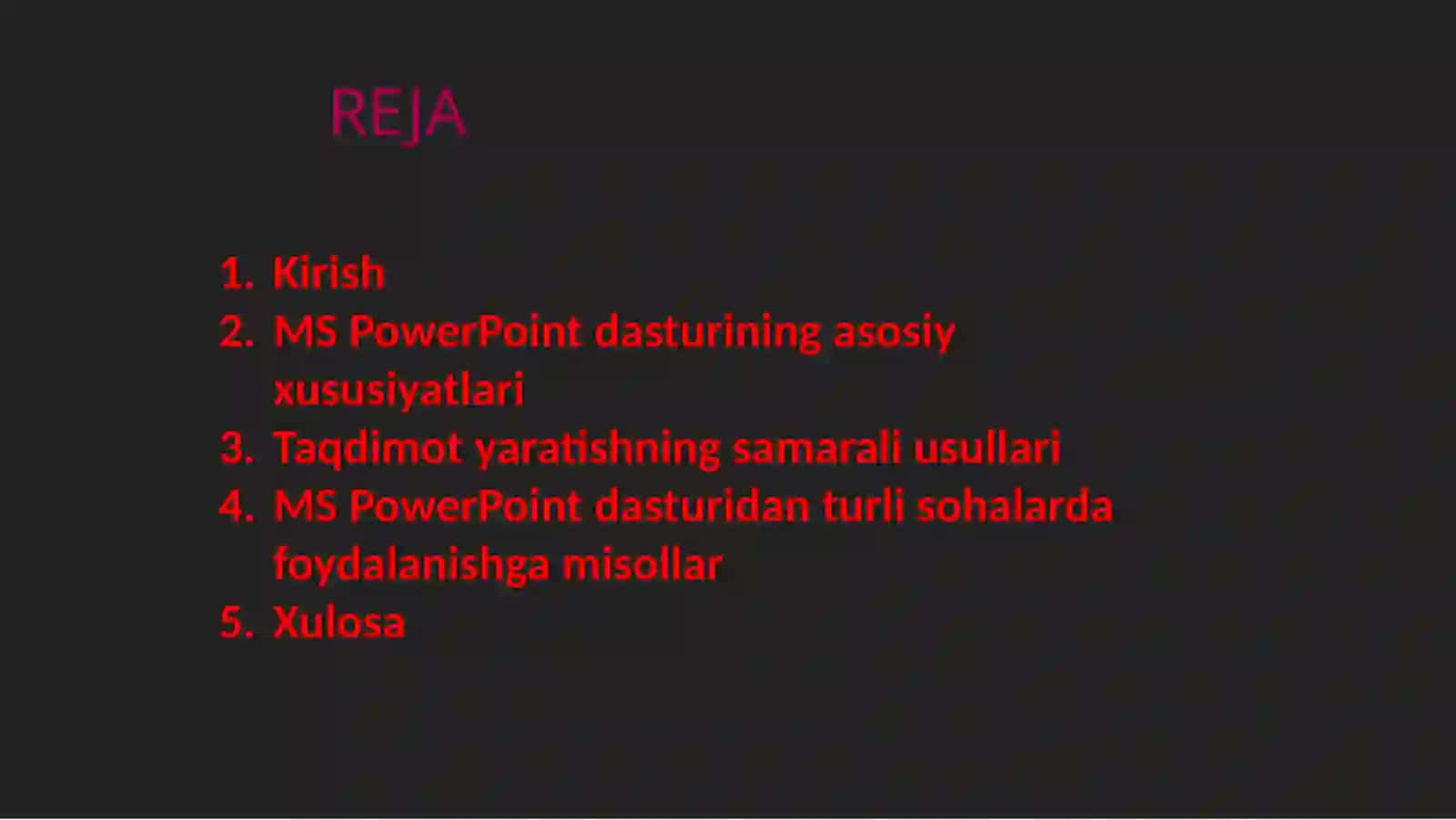 MS PowerPoint dasturidan foydalanish 2